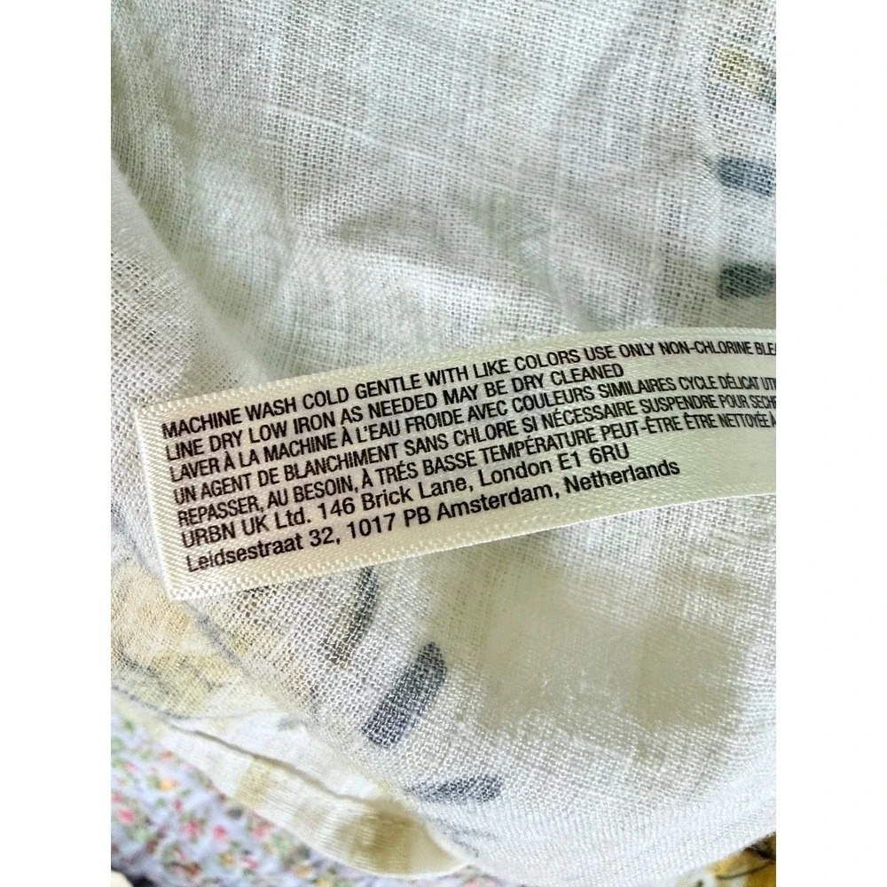 Anthropologie Sun Face Striped Linen Blend Button Down Shirt Blue‎ Yellow Small